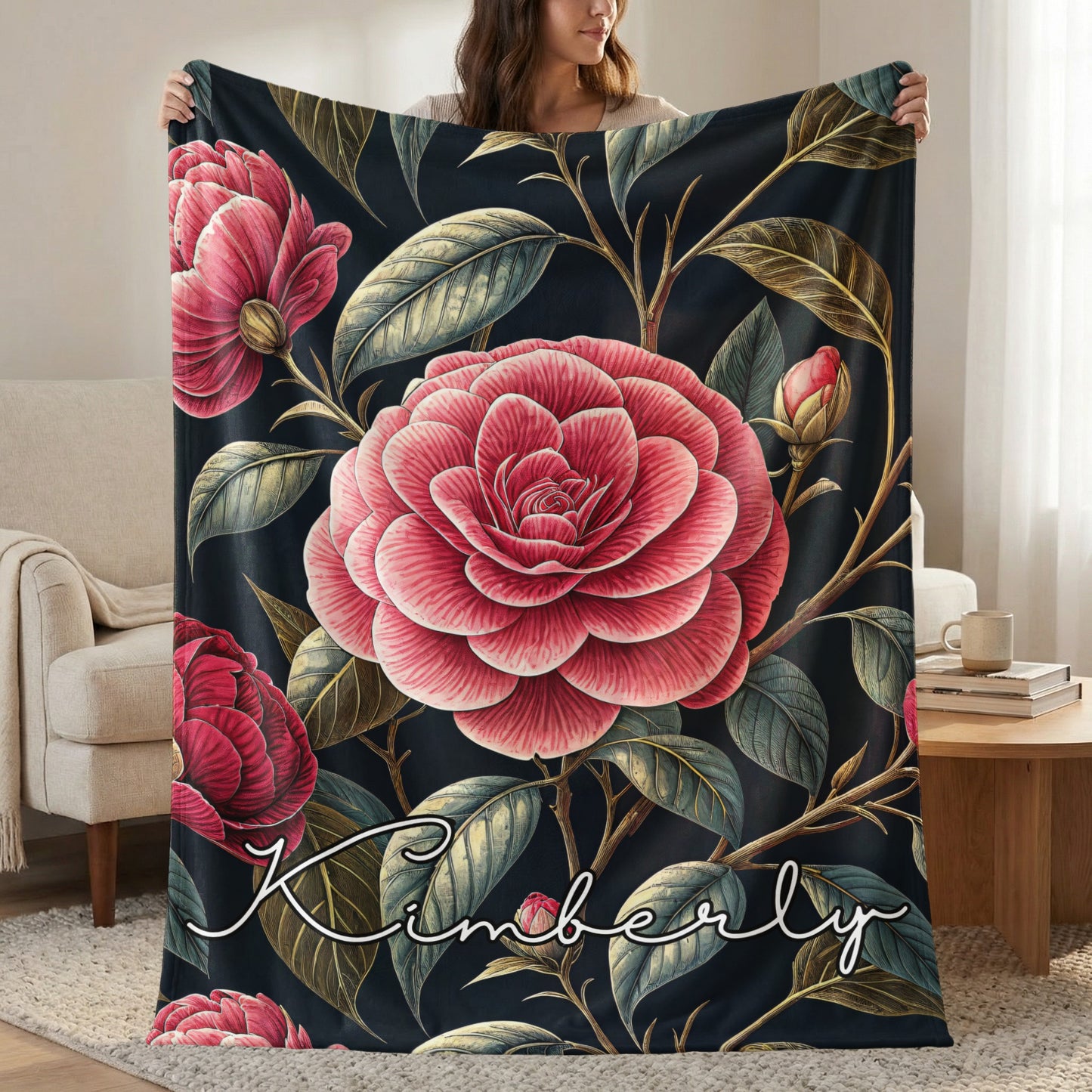 Floral Custom Name Design Kimberly Blanket