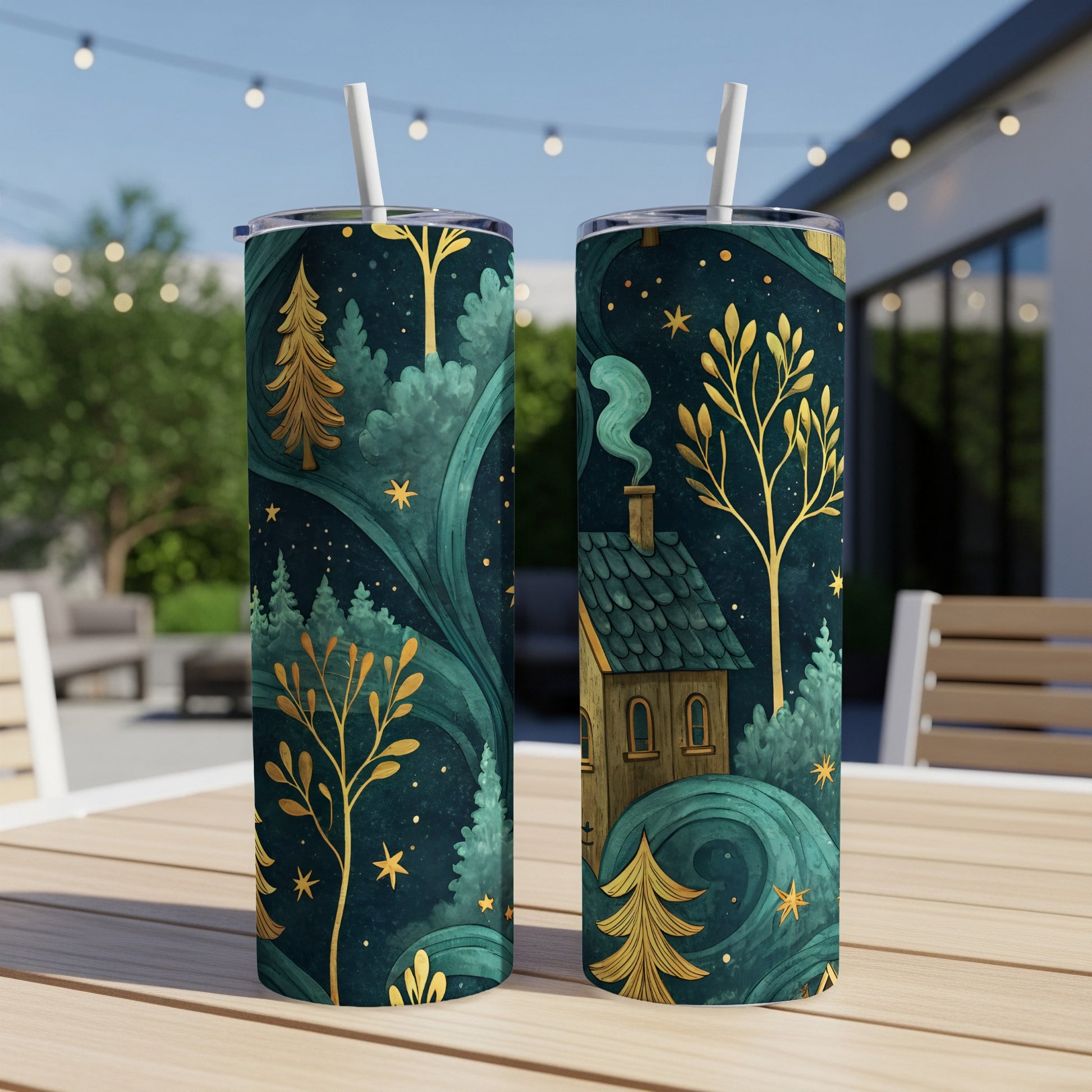 Enchanting Forest and Cabin Design Tumbler Cup