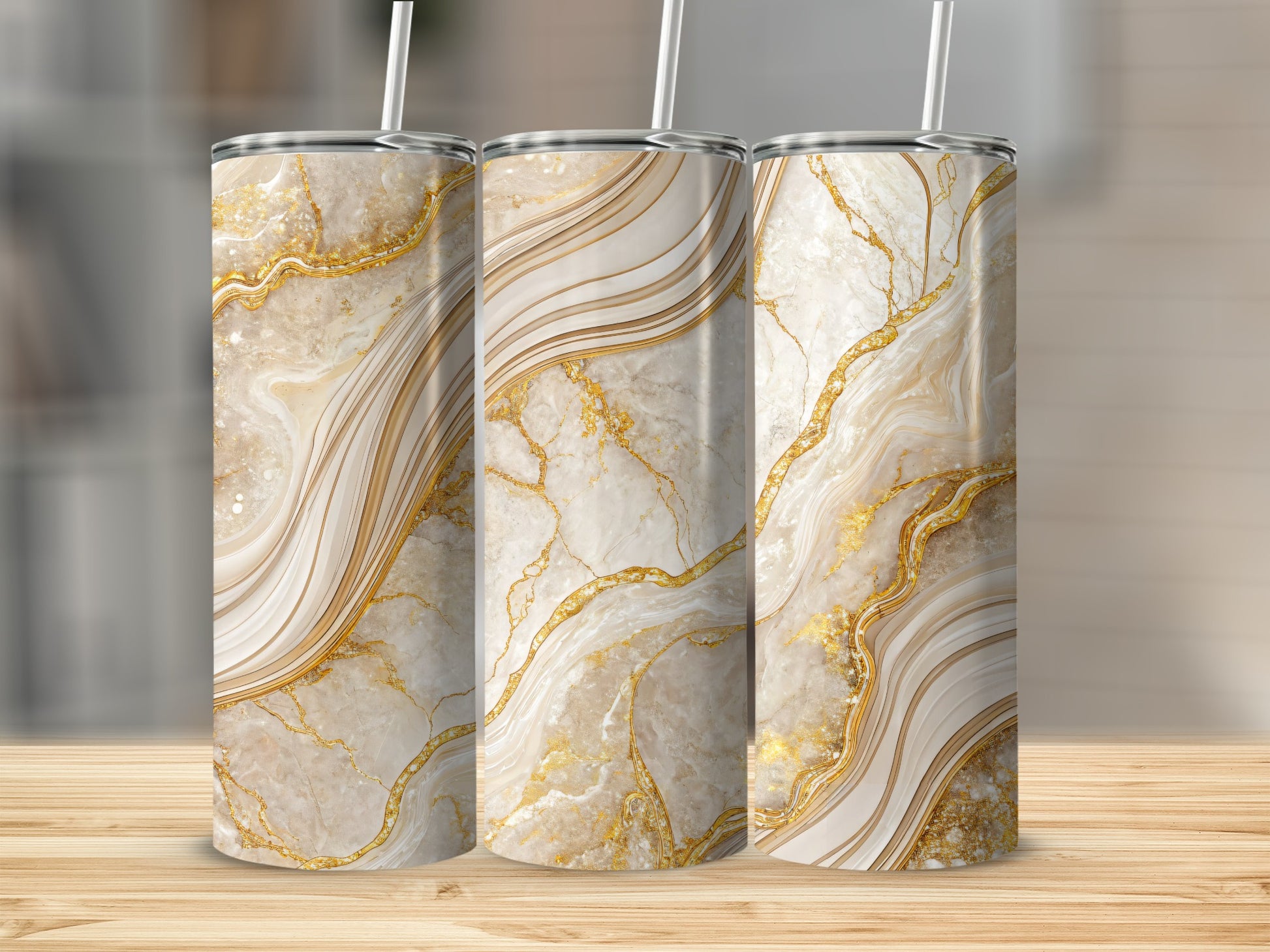 Elegant Gold and Marble Design Tumbler Cups