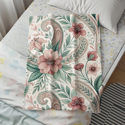 Floral Paisley Art Nouveau Design Pattern Pink and Green - Walk Greener