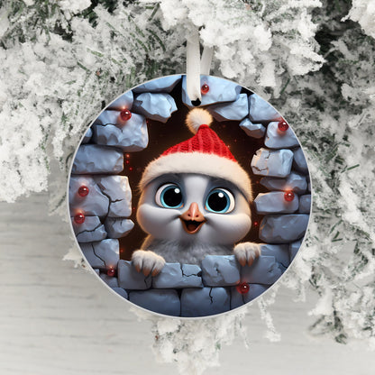 Cute Holiday Baby Bird with Santa Hat Ornament product type