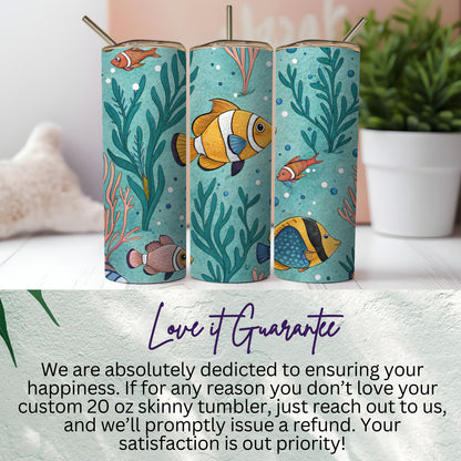 Undersea Friends Aquarium Fishes and Seaweed Pattern Tumbler - Walk Greener