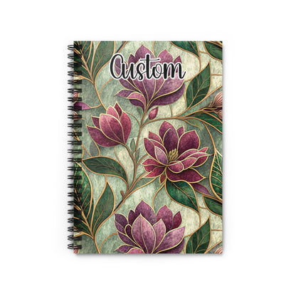 Custom Floral Design Notebook with Purple Flowers