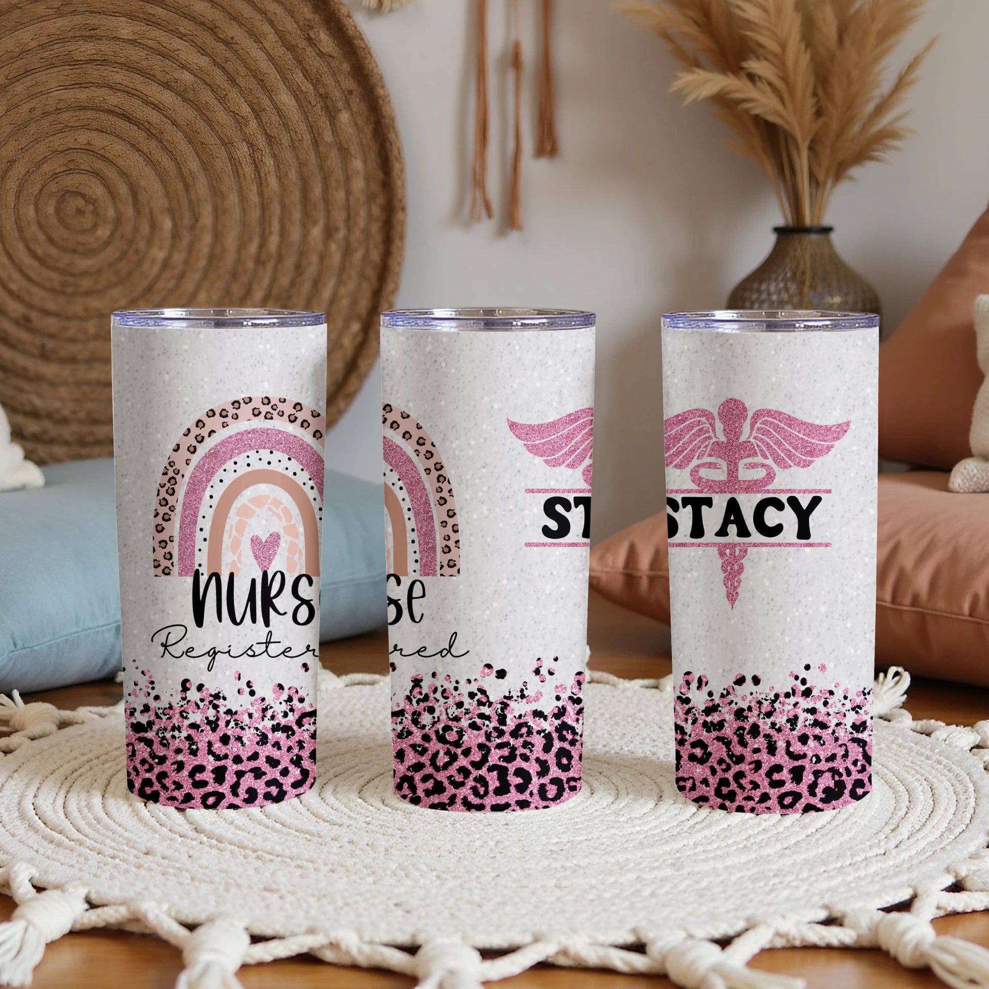 Custom Name Registered Nurse 20oz Skinny Design Tumblers - Walk Greener