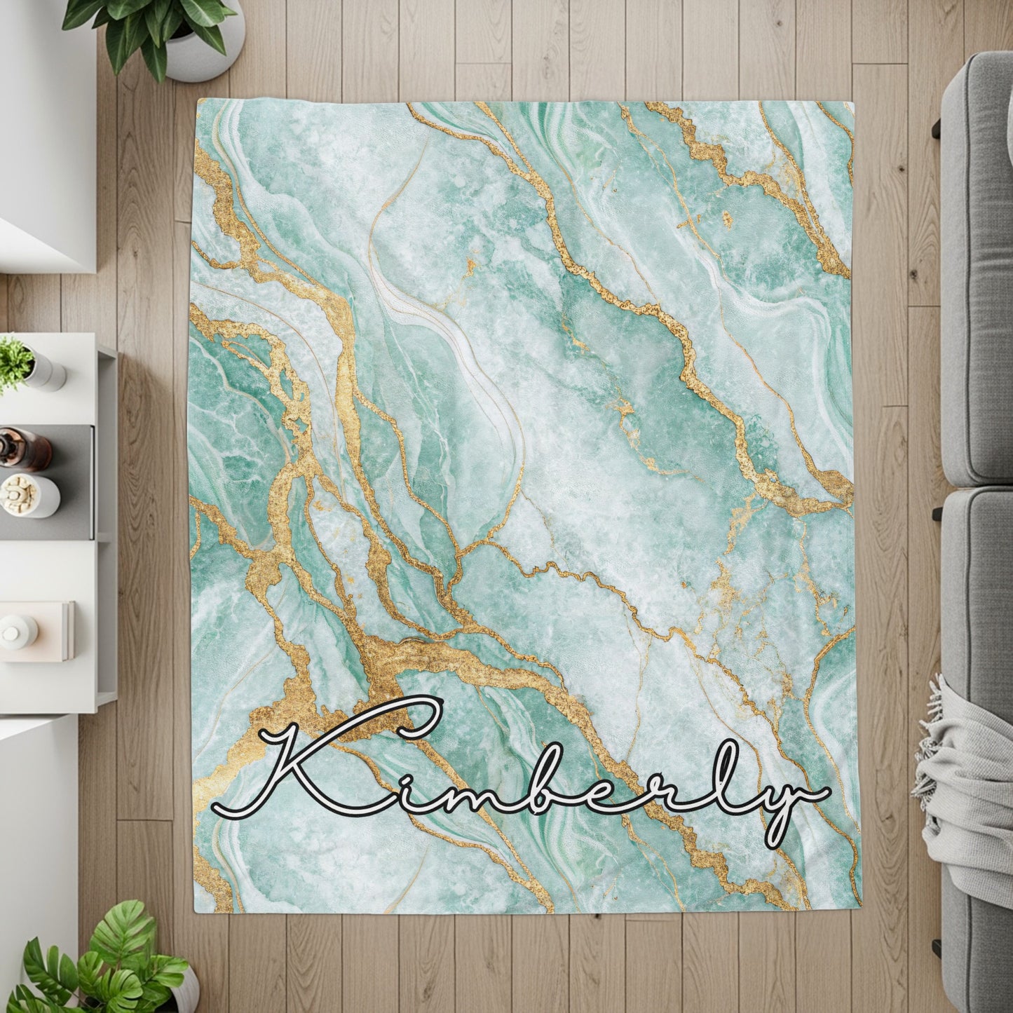 Elegant Marble Design Custom Name Blanket Beautiful Gift - Walk Greener