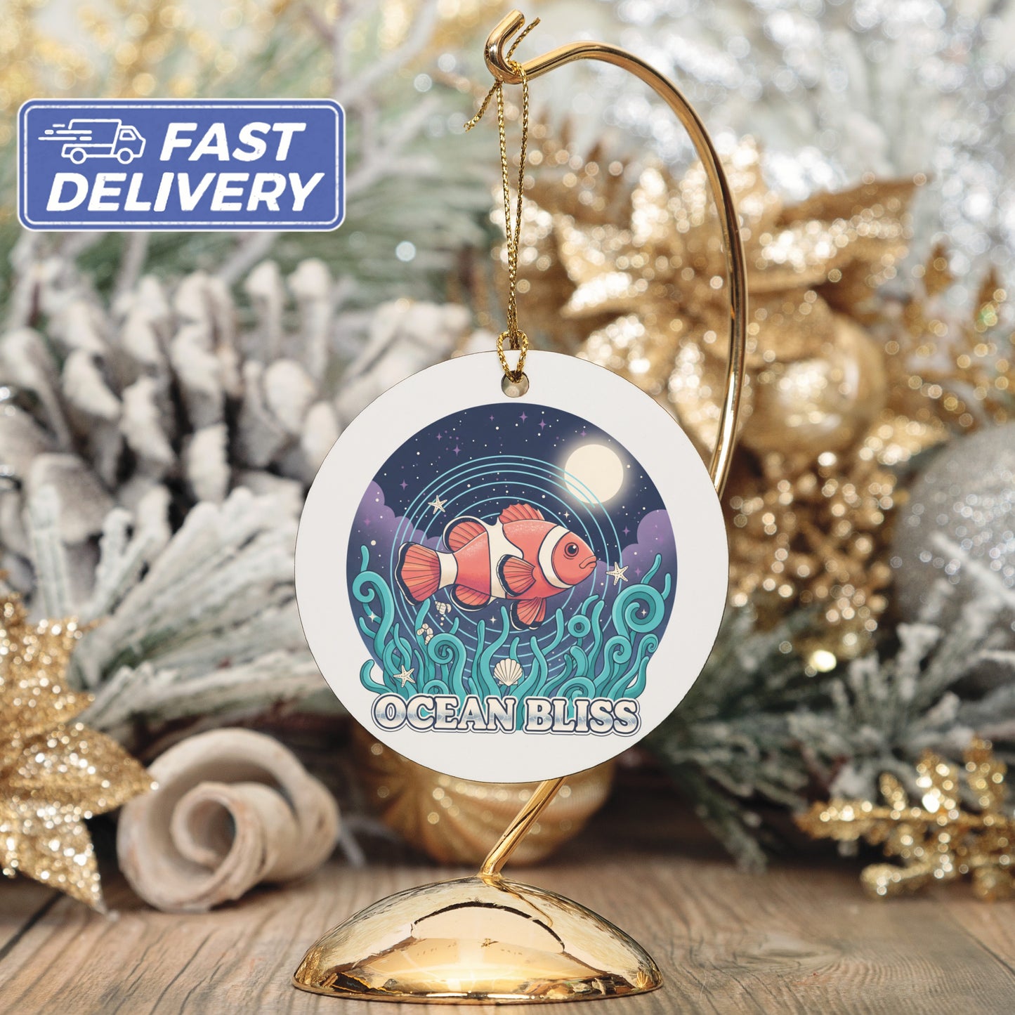Ocean Bliss Clownfish Christmas Ornament product type