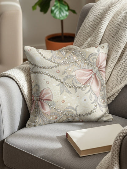 Glamorous Bows and Pearls Pattern Design Pillows & Pillow Cases - Walk Greener