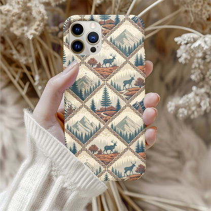 Rustic Mountain Forest Deer Pattern With Custom Name Custom Phone Case - Walk Greener