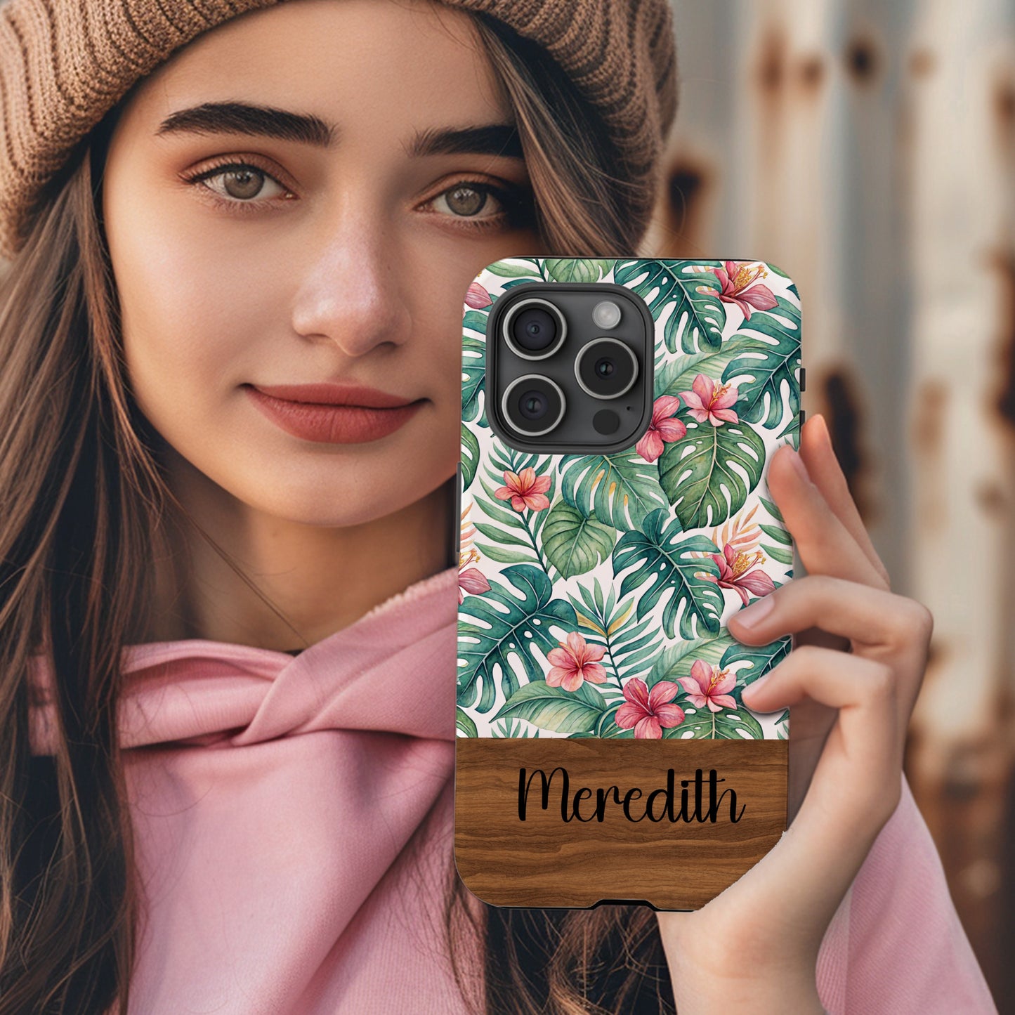 Custom Tropical Floral Name Meredith Phone Case