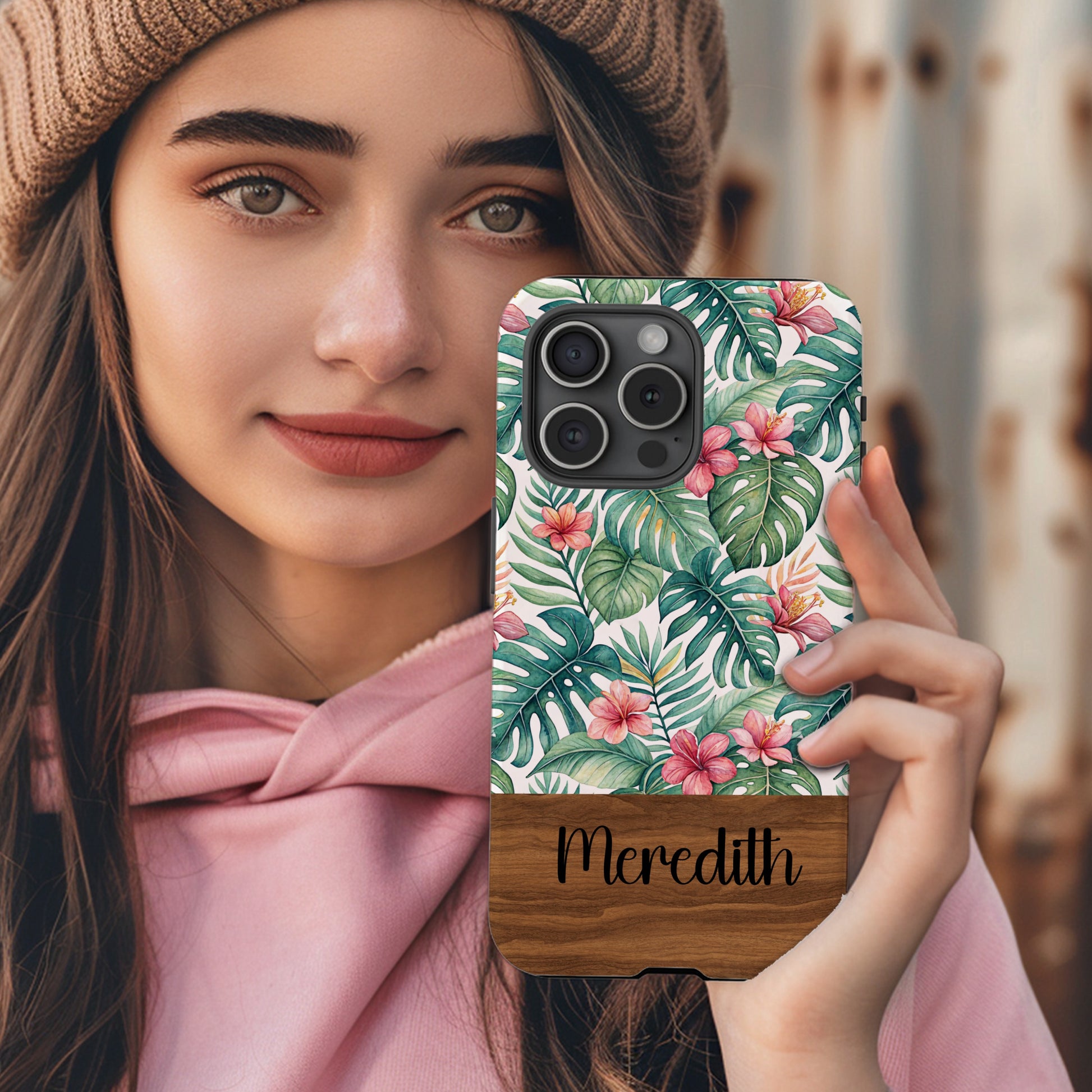 Custom Tropical Floral Name Meredith Phone Case
