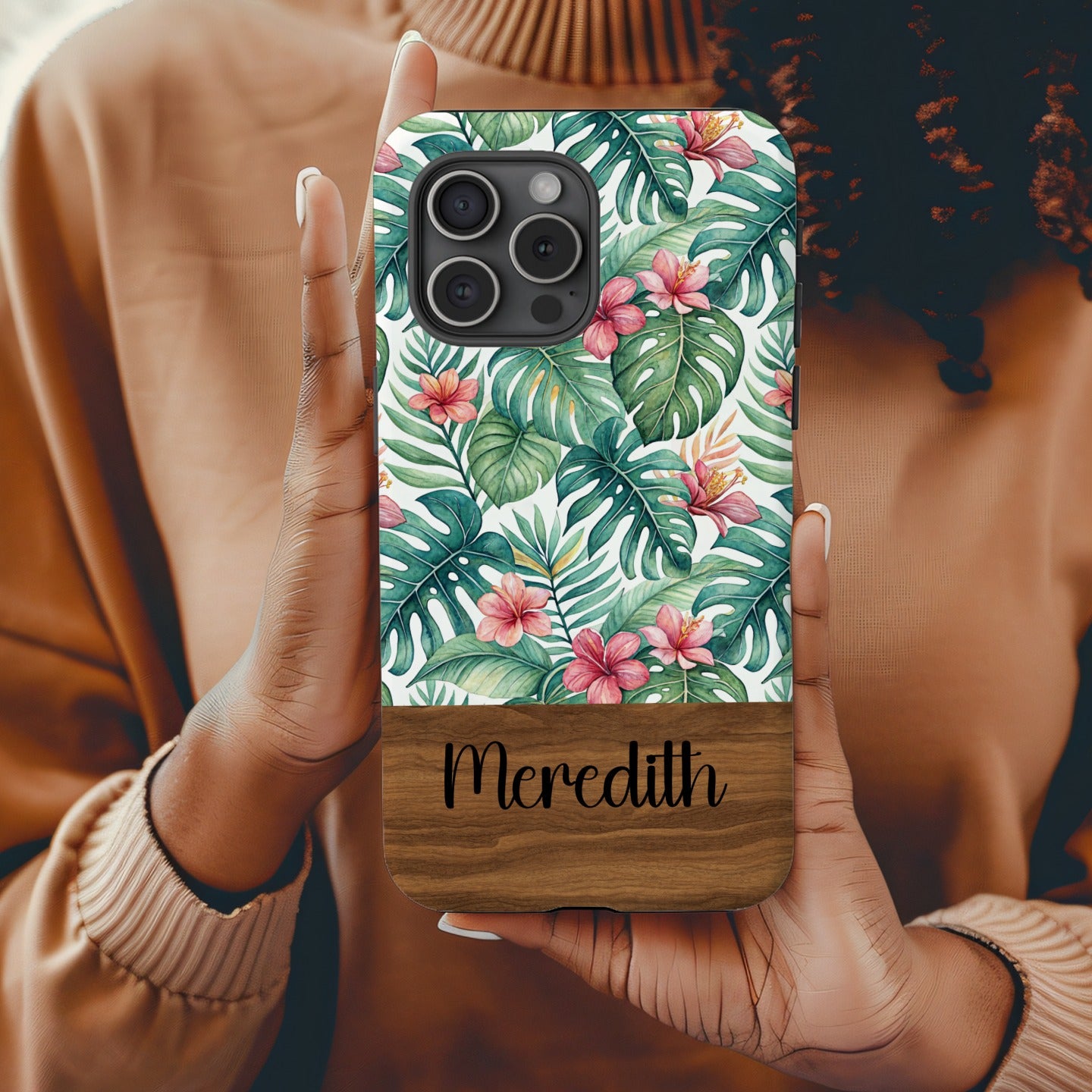 Personalized Floral Monstera Design Phone Case