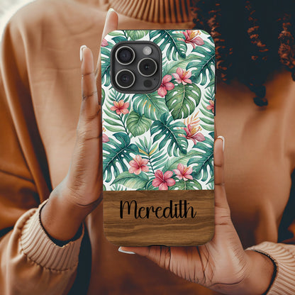 Personalized Floral Monstera Design Phone Case