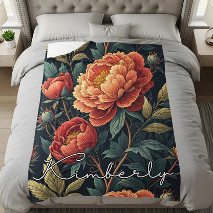 Floral Custom Name Pattern Beautiful Flower Design Custom Blanket - Walk Greener