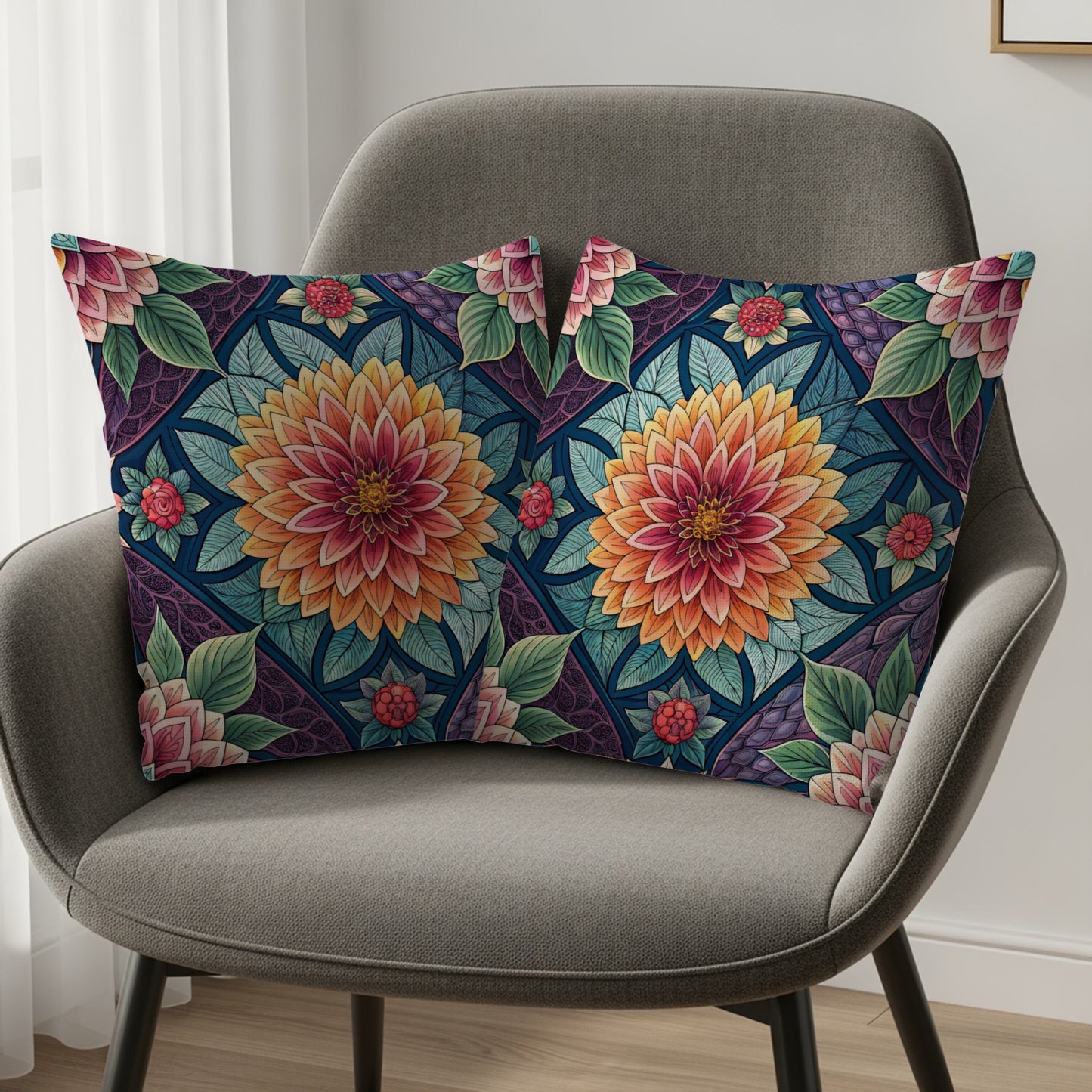 Colorful Flower Garden Seamless Pattern Floral Throw Pillows - Walk Greener