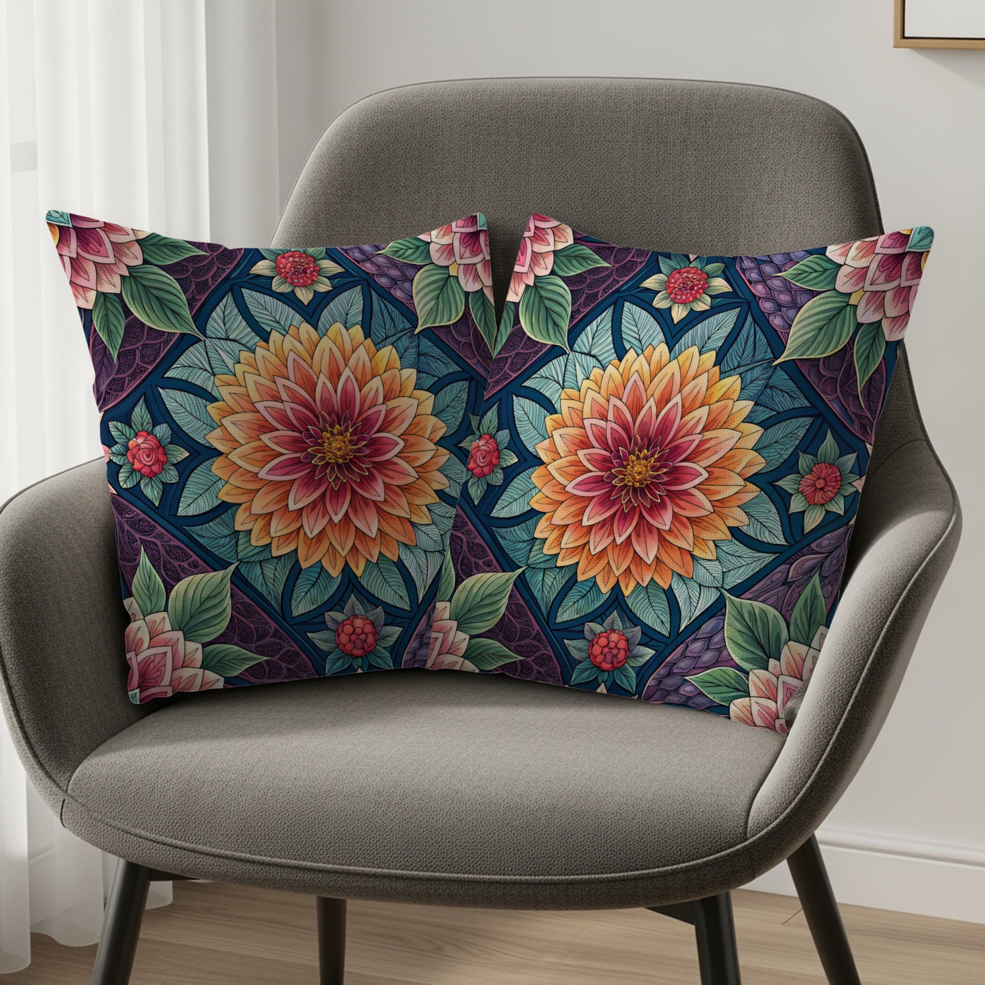 Colorful Flower Garden Seamless Pattern Floral Throw Pillows - Walk Greener