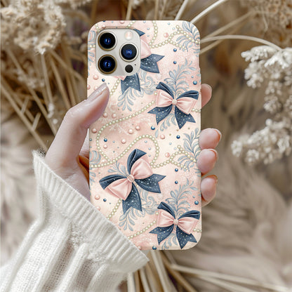 Elegant Bow Design iPhone Case with Pearl Accents