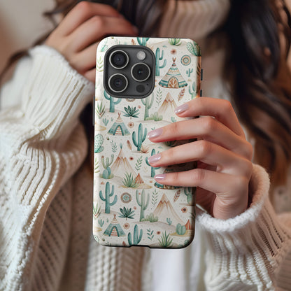 Boho Cactus Teepee Design iPhone Case for Stylish Protection