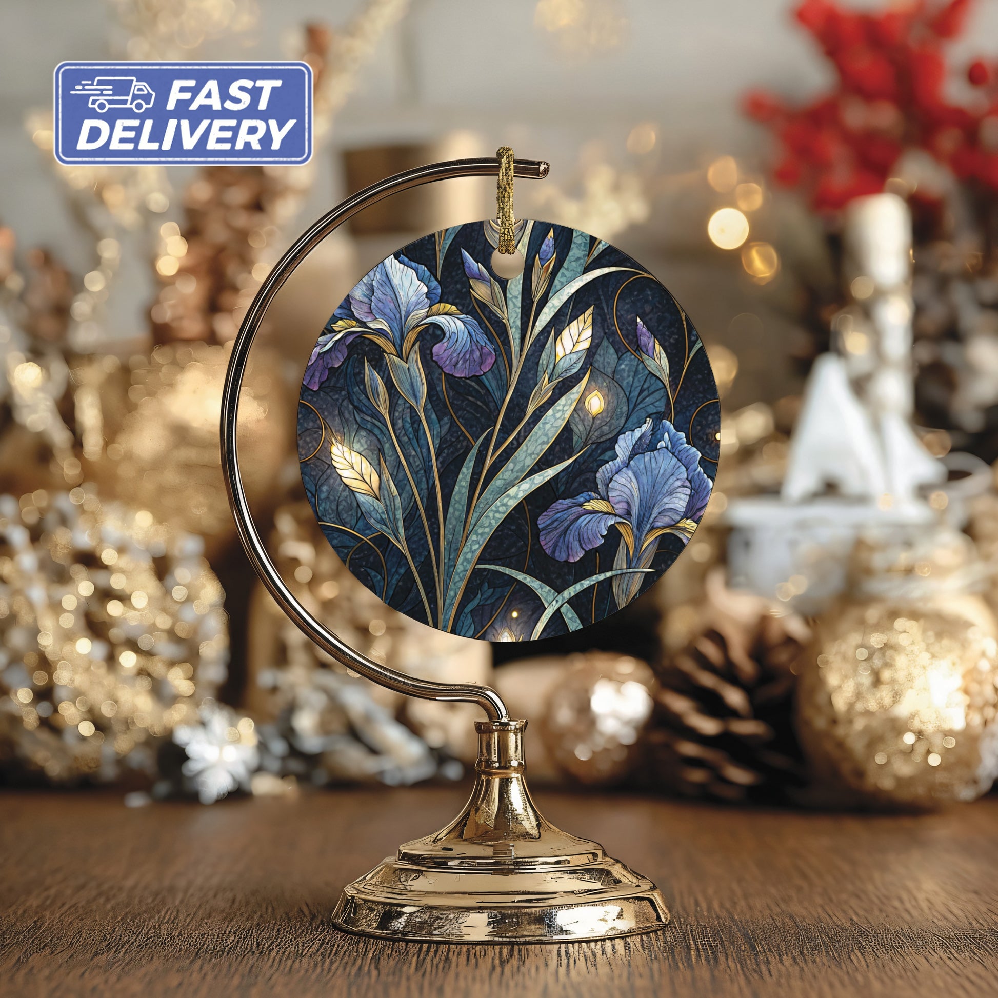 Elegant Floral Design Holiday Ornament Decoration