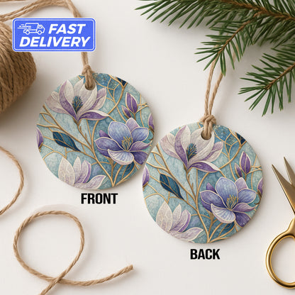 Elegant Floral Design Round Hanging Ornament