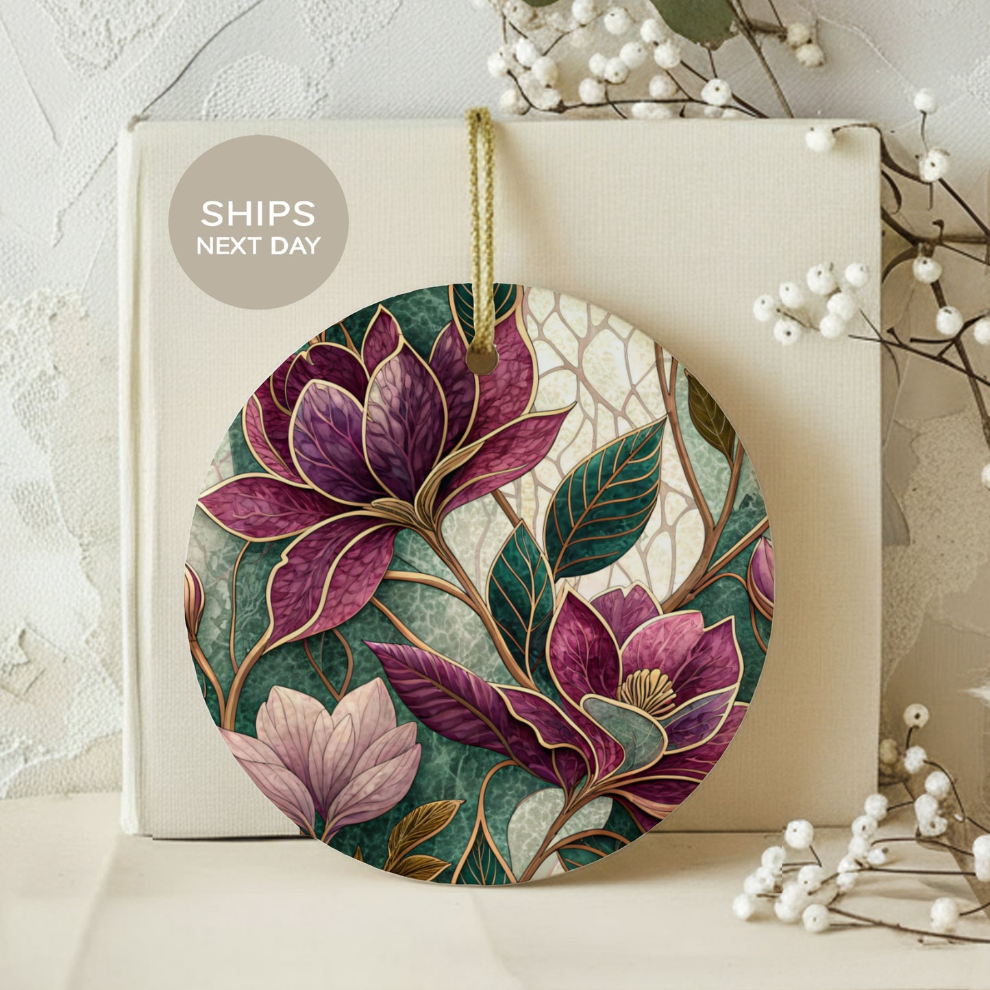 Elegant Floral Ornament Ships Next Day