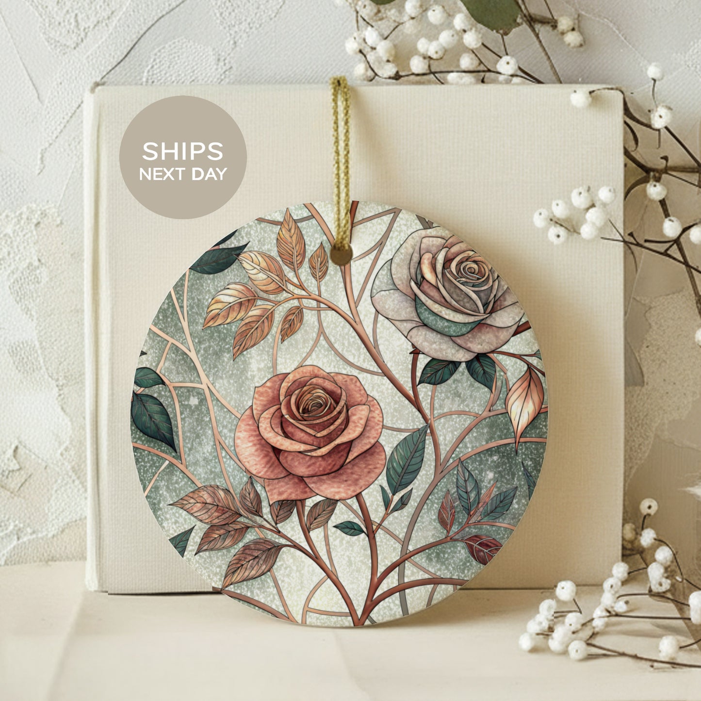 Floral Round Hanging Decoration with Roses Design