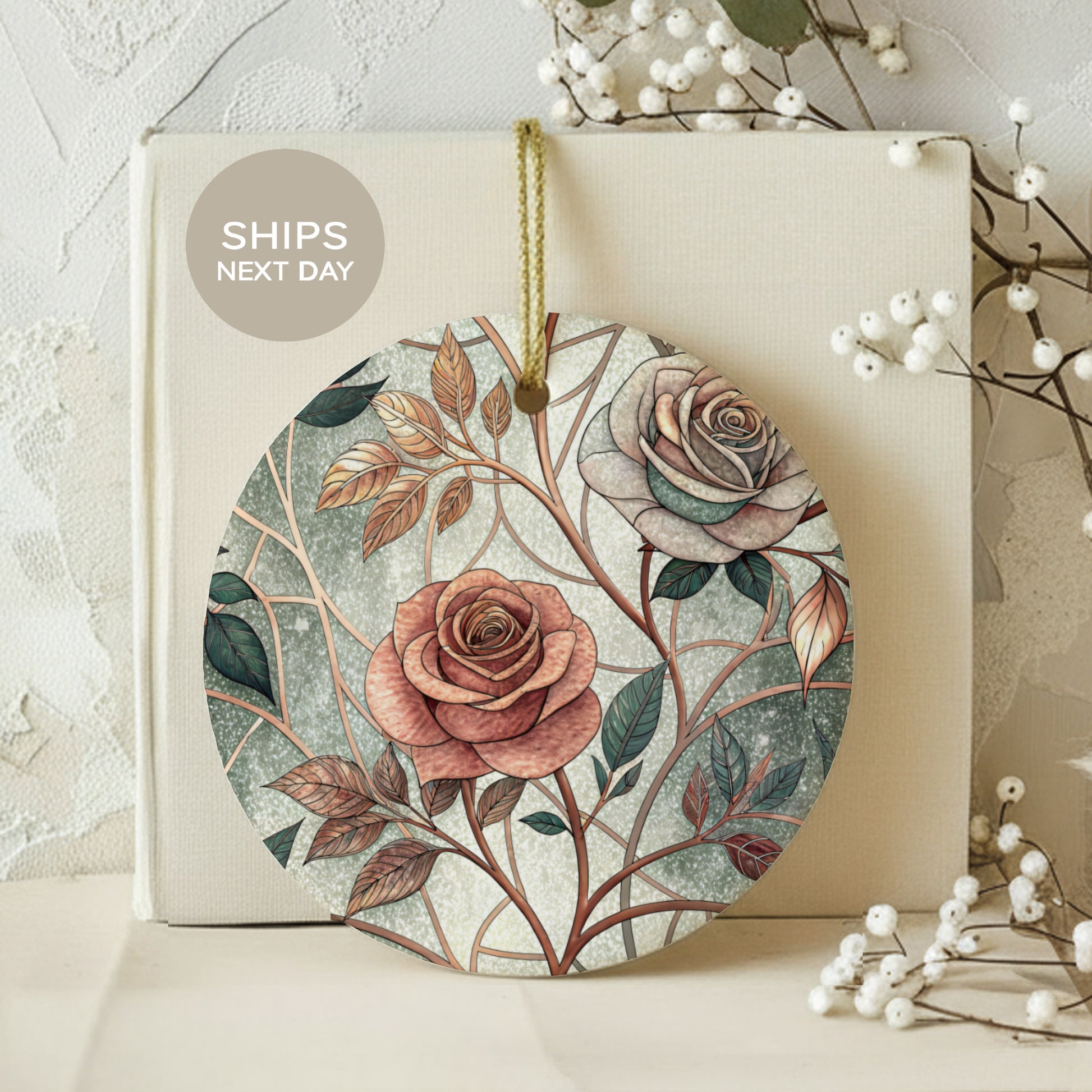 Floral Round Hanging Decoration with Roses Design