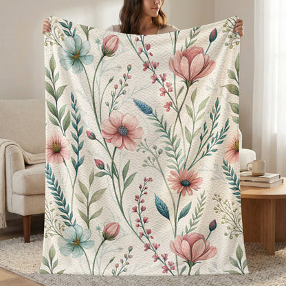 Watercolor Flowers Lush Floral Pattern on Texture Background - Walk Greener