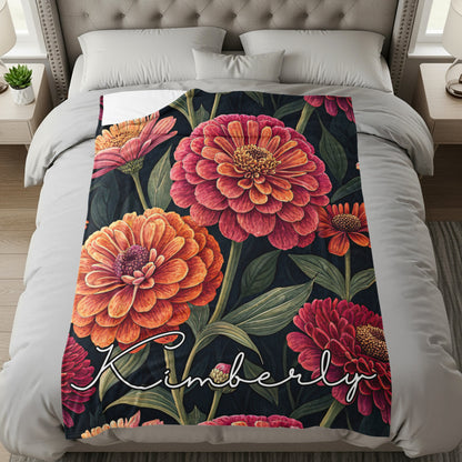 Vivid Floral Arrangement Custom Name Design Special Blankets - Walk Greener