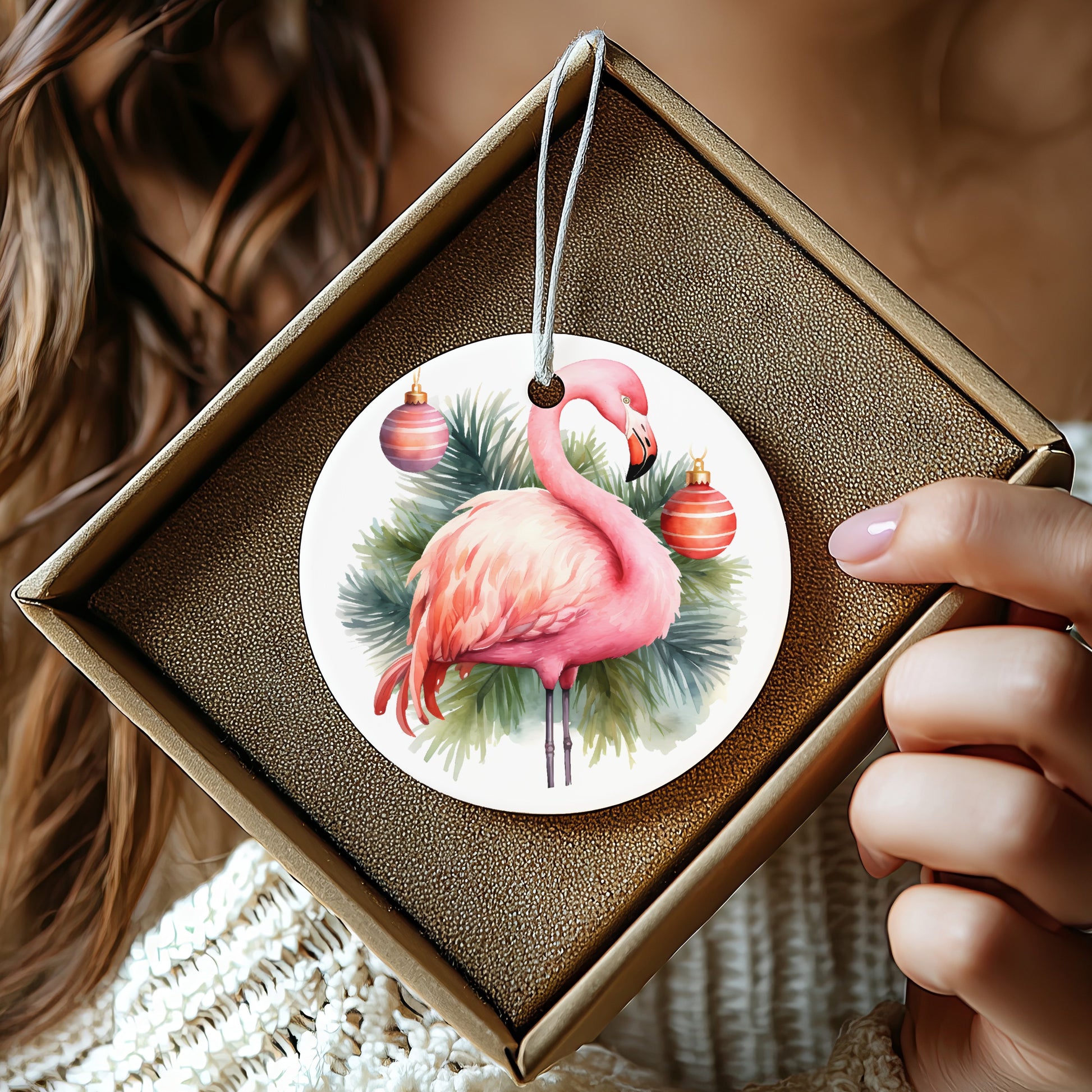Festive Flamingo Christmas Tree Ornament product type