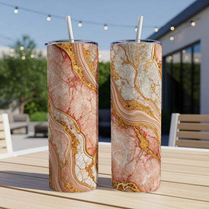 Elegant Marble Design Insulated Tumblers With Lids