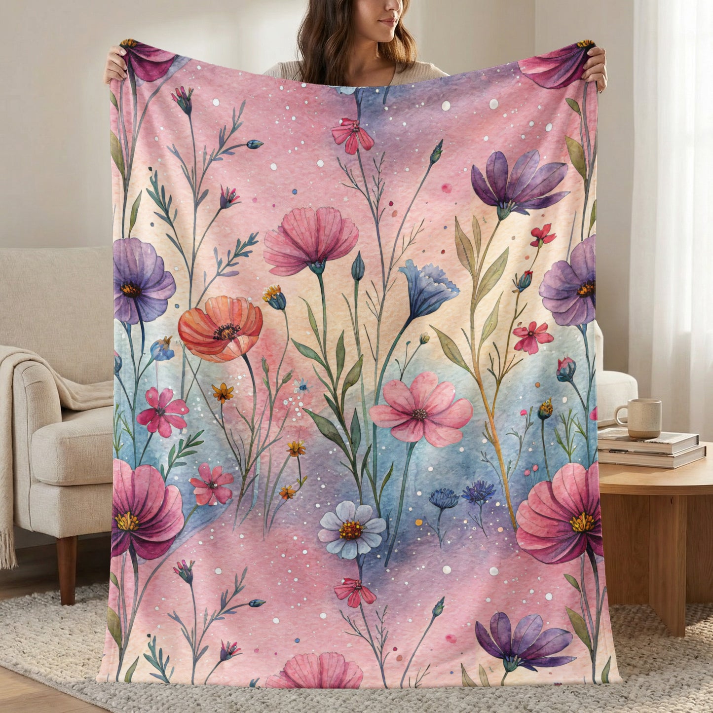 Pastel Watercolor Floral Pattern Summer Time Spring Design - Walk Greener