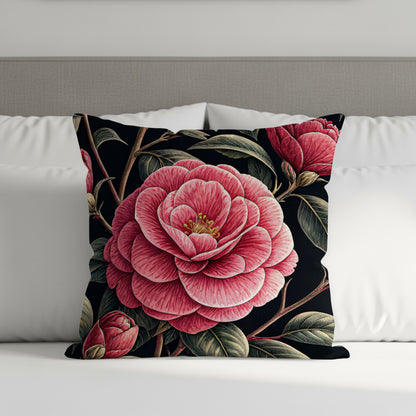 Elegant Throw Pillow with Beautiful Pink Botanical Design