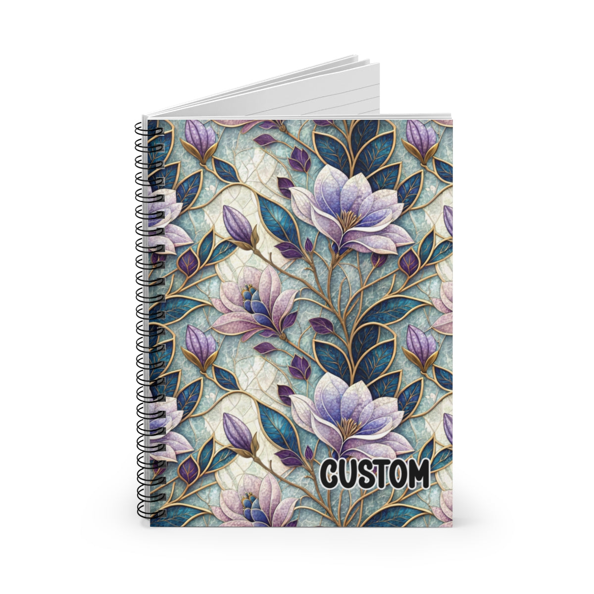 Custom Floral Notebook with Intricate Purple Design
