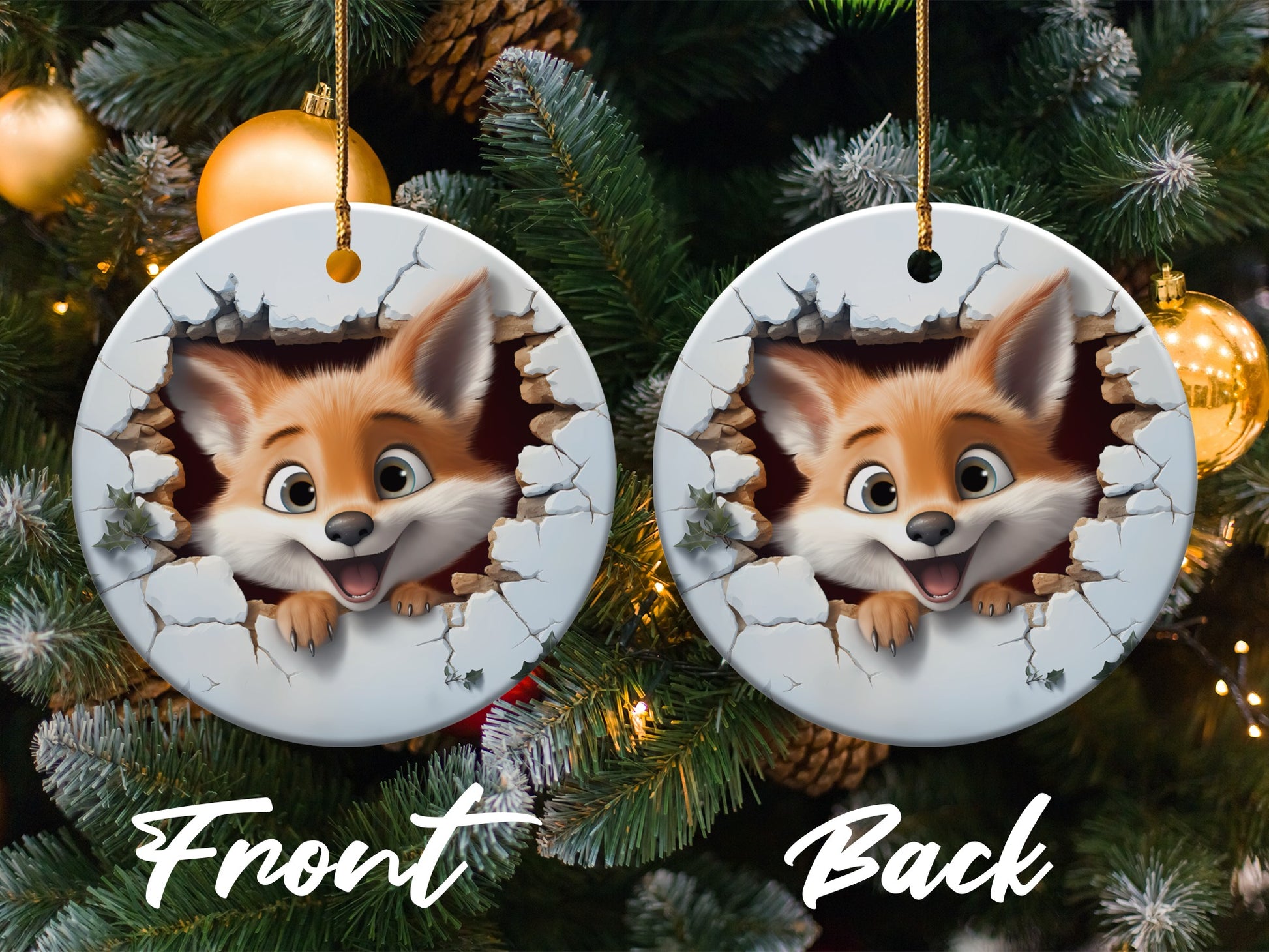 Cute Fox Design Christmas Tree Ornament product