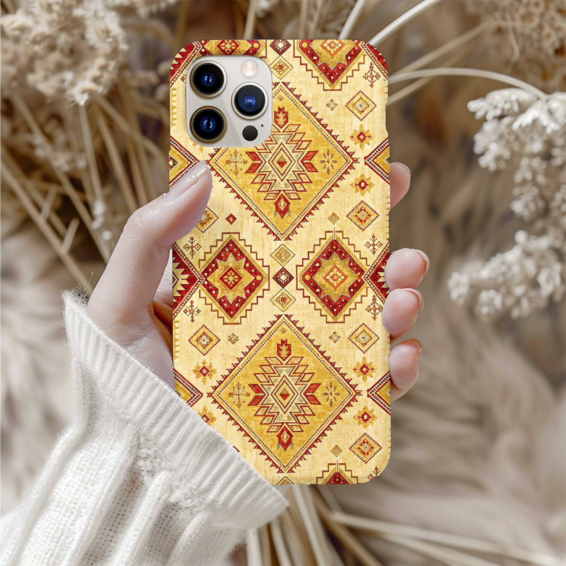 Geometric Design in Warm Tones Art Custom Phone Case - Walk Greener
