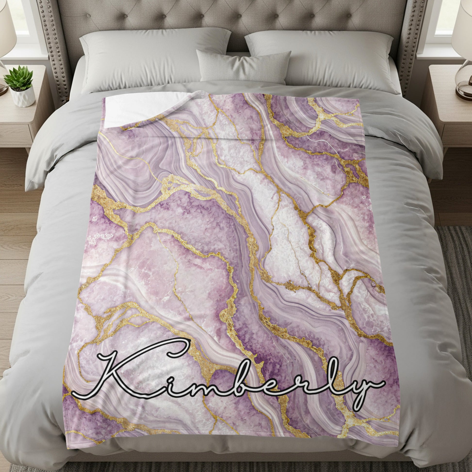 Elegant Pink Marble Design Personalized Bedding