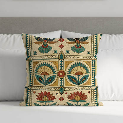 Vintage Folk Art Motif Decorative Throw Pillow Cover
