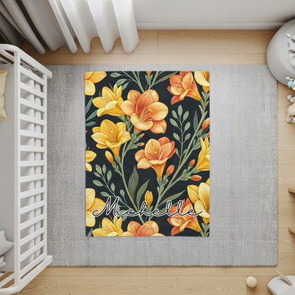 Floral Design with Custom Name on Dark Background - Walk Greener