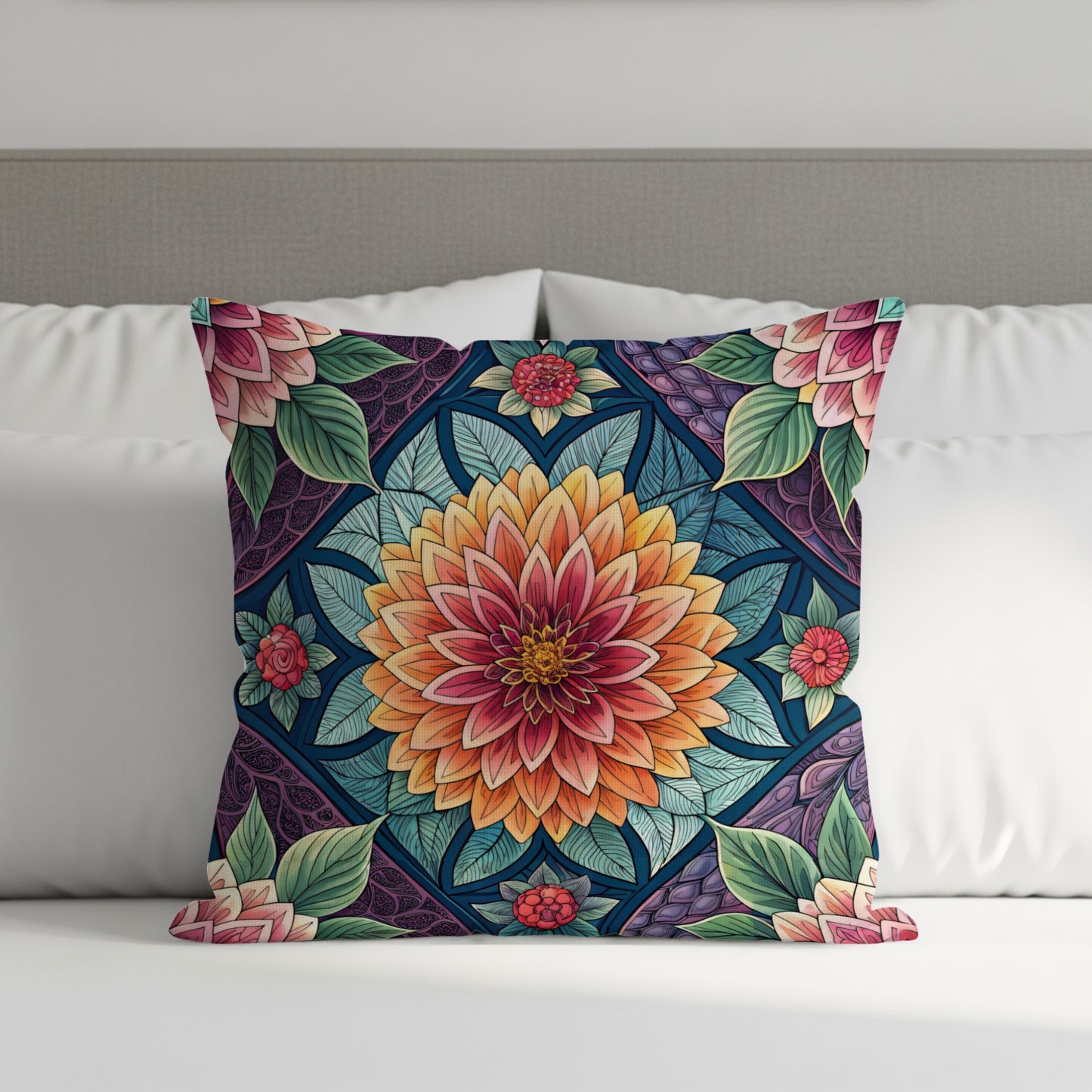 Colorful Flower Garden Seamless Pattern Floral Throw Pillows - Walk Greener