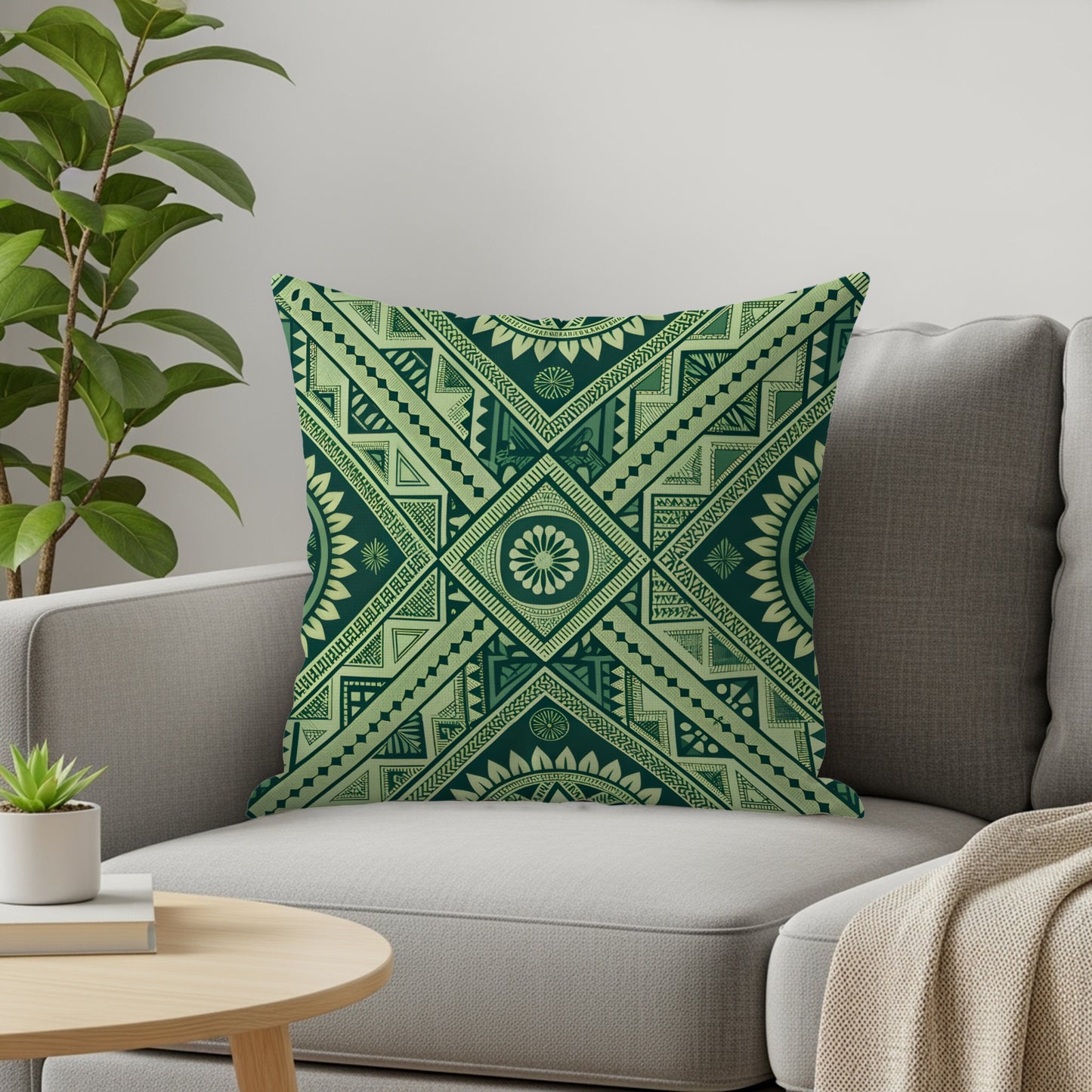 Intricate Green Tribal Geometric Pattern Pillows & Pillow Cases - Walk Greener