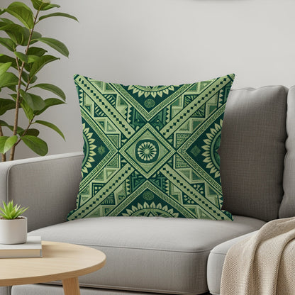 Intricate Green Tribal Geometric Pattern Pillows & Pillow Cases - Walk Greener