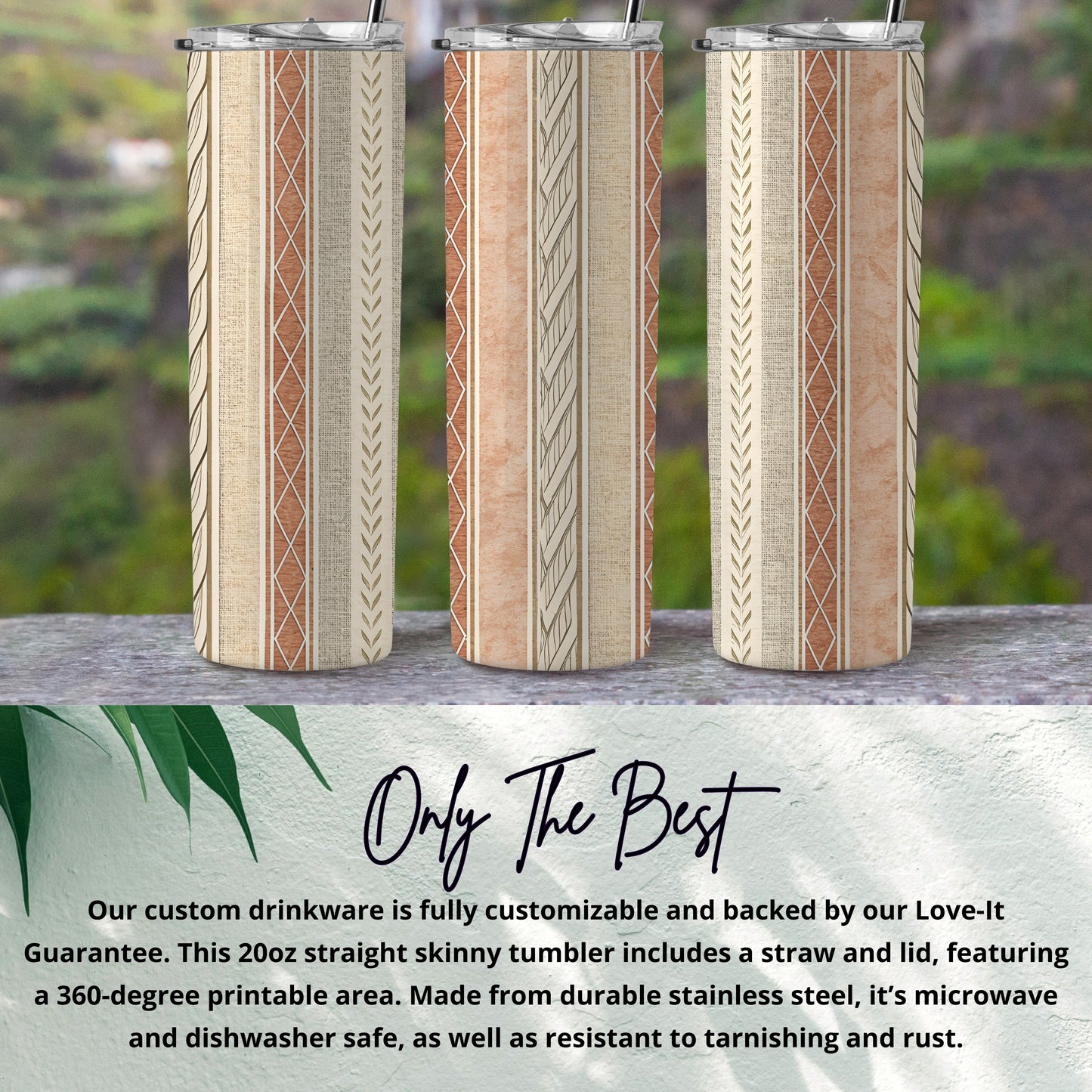 20oz Straight Skinny Tumbler with Straw and Lid