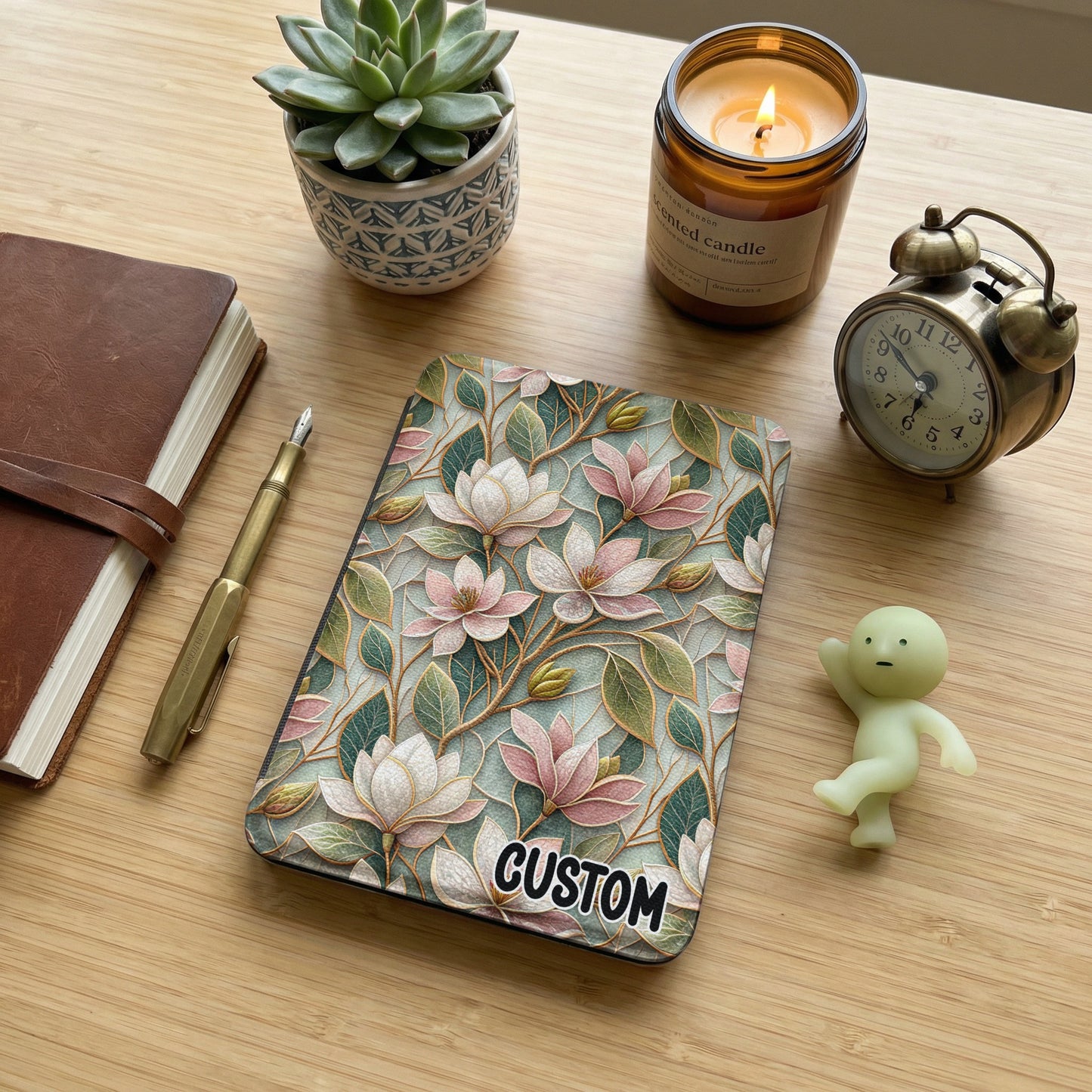 Custom Floral Design Notebook with Personalized Cover