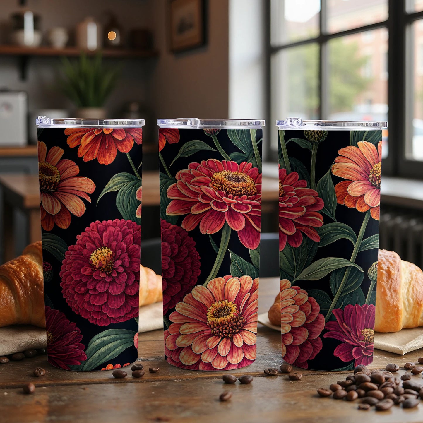 Colorful Floral Pattern Insulated Tumbler Product