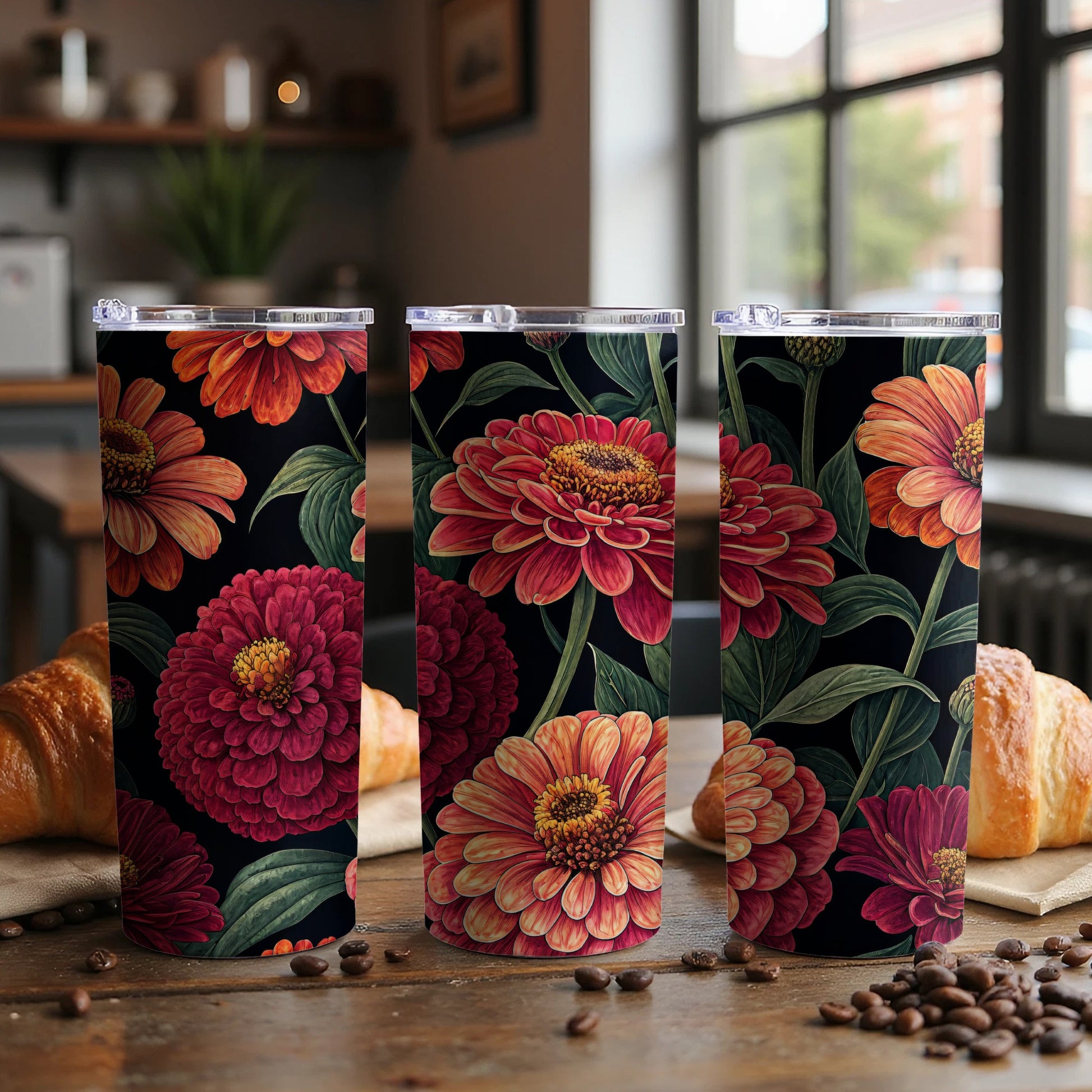 Colorful Floral Pattern Insulated Tumbler Product