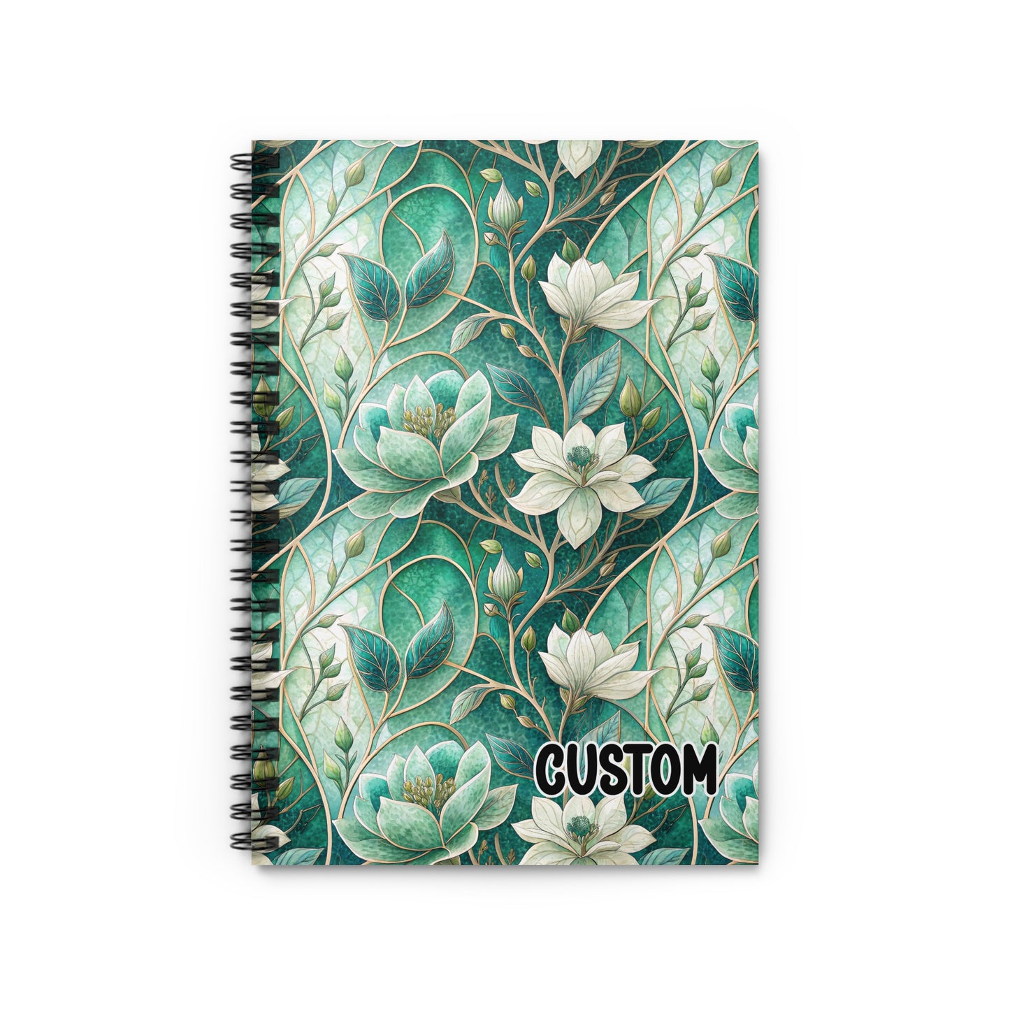 Custom Green Floral Pattern Journal Notebook