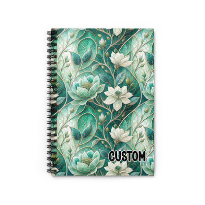 Custom Green Floral Pattern Journal Notebook