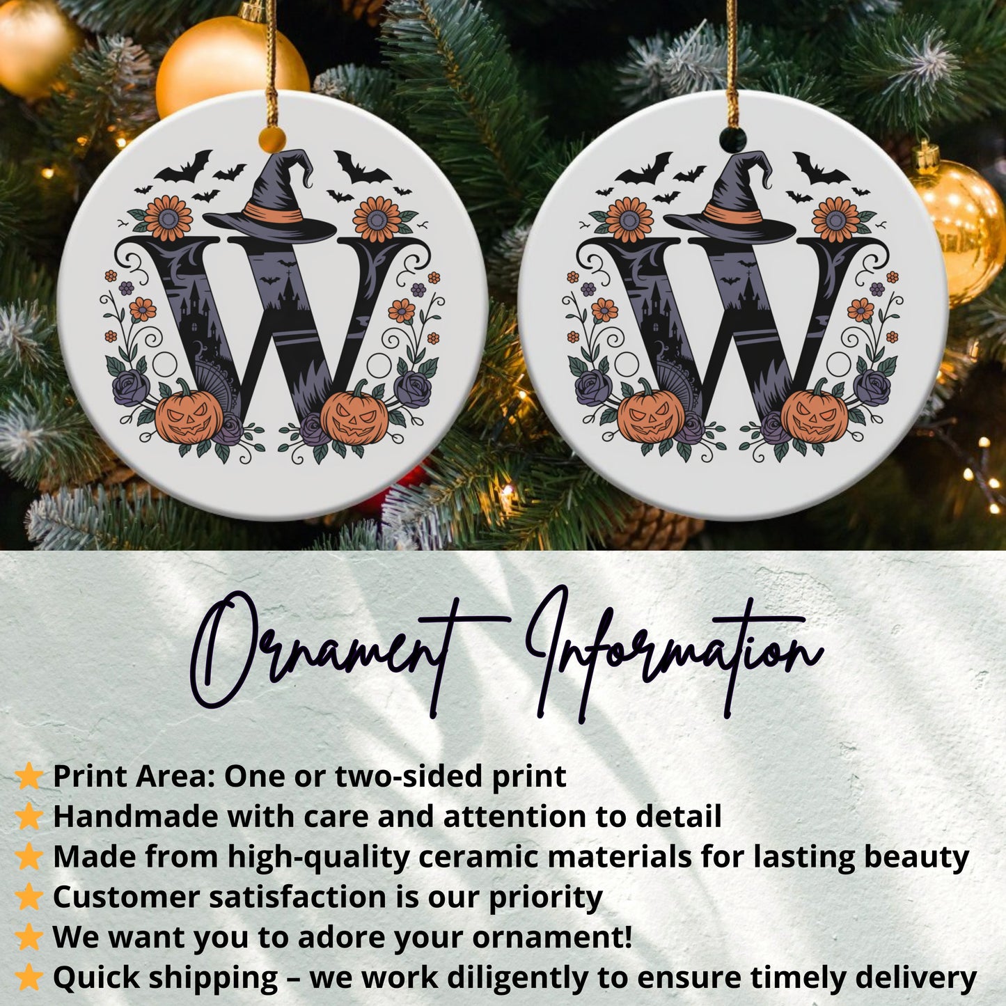 Personalized Halloween Monogram Ceramic Ornament product