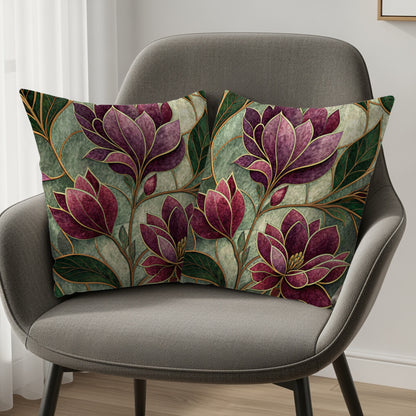 Purple Floral Arrangement Style Seamless Pattern Art Throw Pillows - Walk Greener
