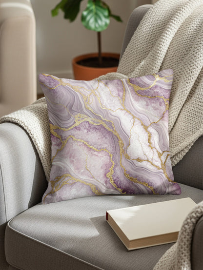 Elegant Lavender Marble Pattern Decorative Pillow